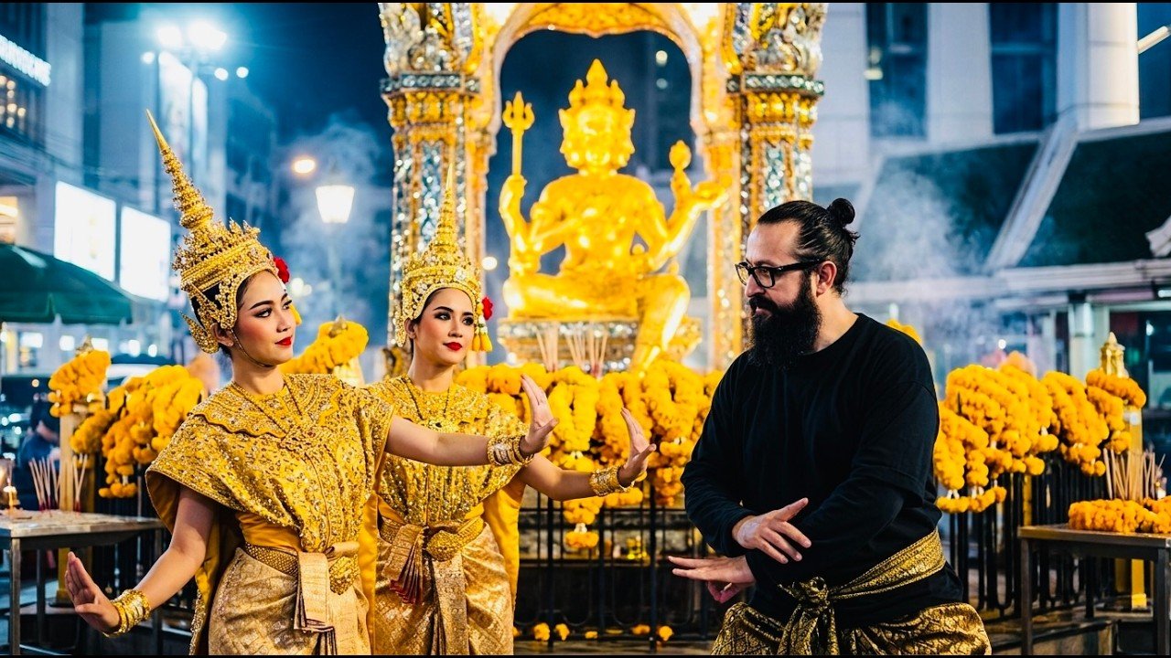 Bangkok’un Kalbinde Gece Ritüeli! 🌼 Erawan Tapınağı ve Tay Dansı Geleneği 🇹🇭